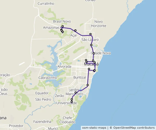 Mapa do itinerário da linha