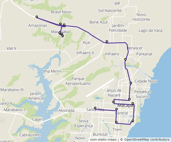 Mapa do itinerário da linha