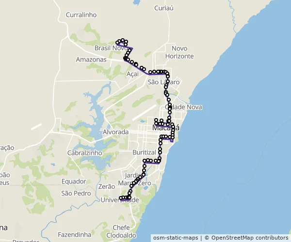 Mapa do itinerário da linha