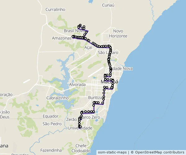 Mapa do itinerário da linha