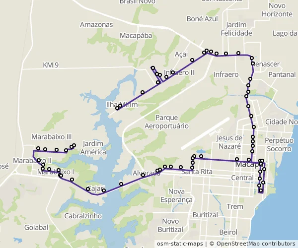 Mapa do itinerário da linha