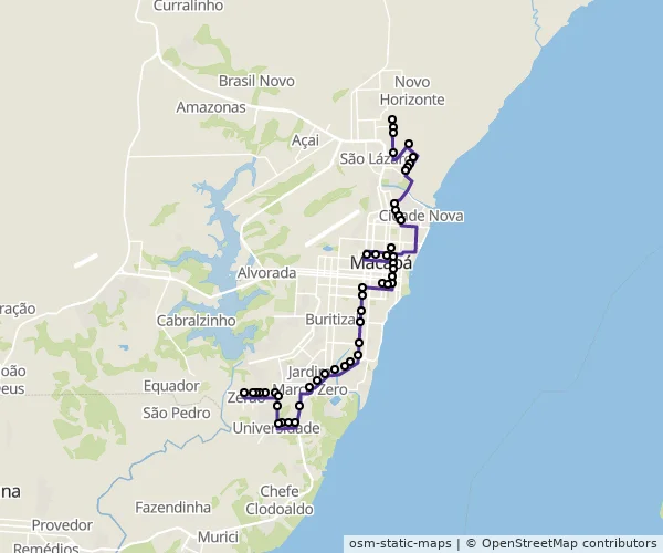 Mapa do itinerário da linha