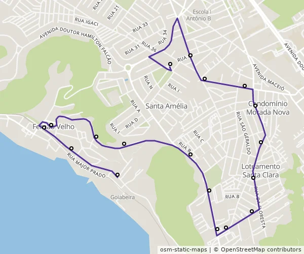 Mapa do itinerário da linha