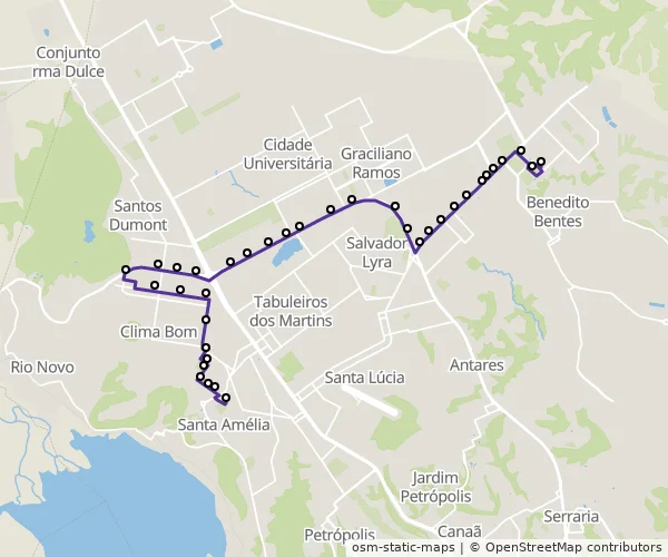 Mapa do itinerário da linha