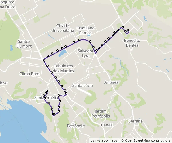 Mapa do itinerário da linha