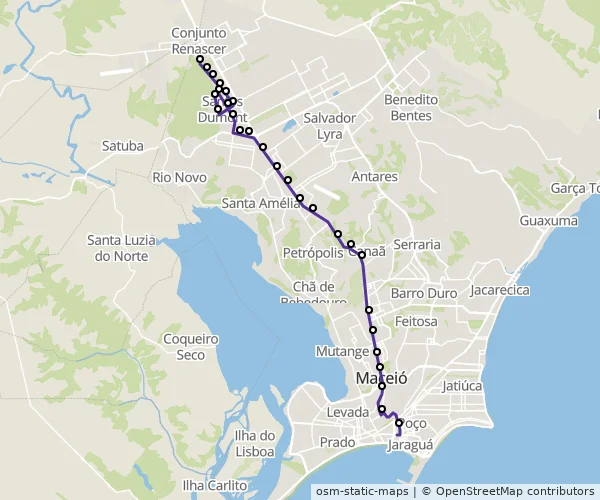 Mapa do itinerário da linha