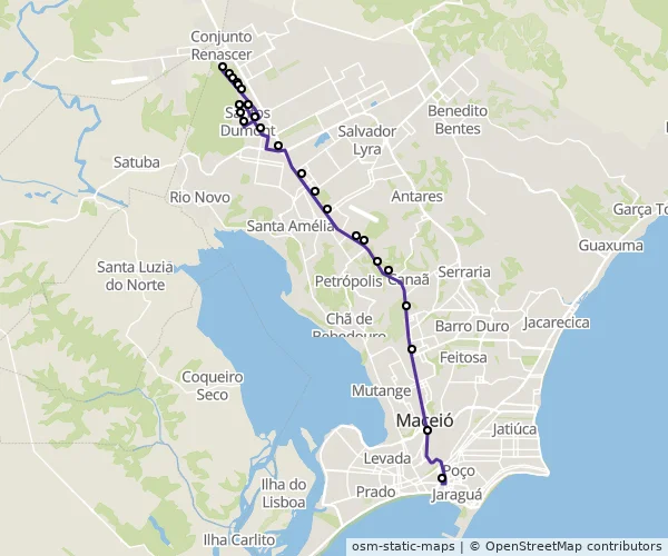 Mapa do itinerário da linha
