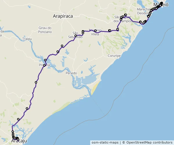 Mapa do itinerário da linha