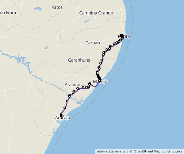 Mapa do itinerário da linha