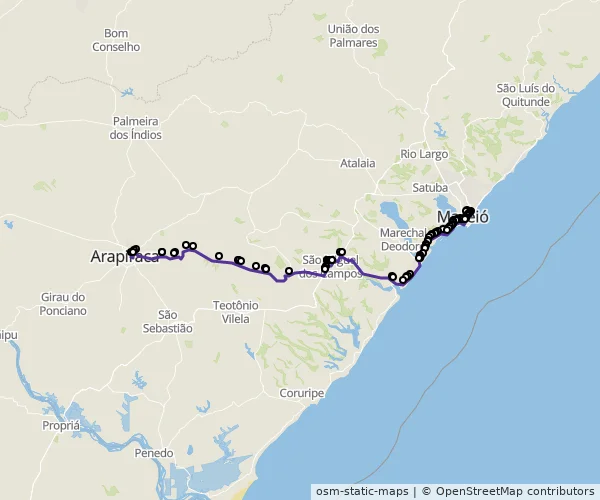 Mapa do itinerário da linha