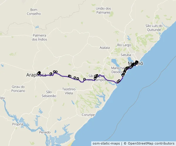 Mapa do itinerário da linha
