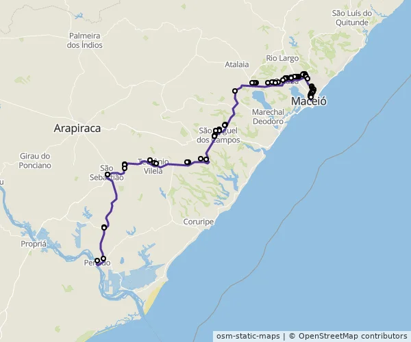 Mapa do itinerário da linha
