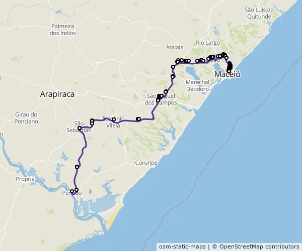 Mapa do itinerário da linha