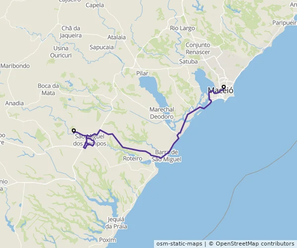 Mapa do itinerário da linha