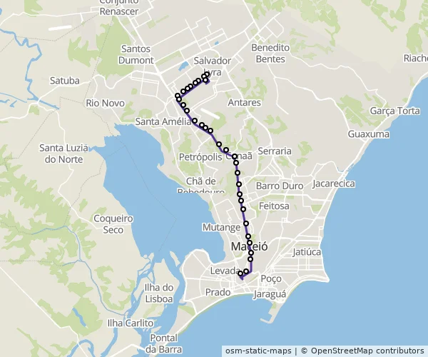 Mapa do itinerário da linha