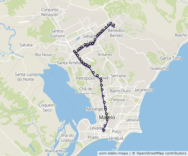 Mapa do itinerário da linha