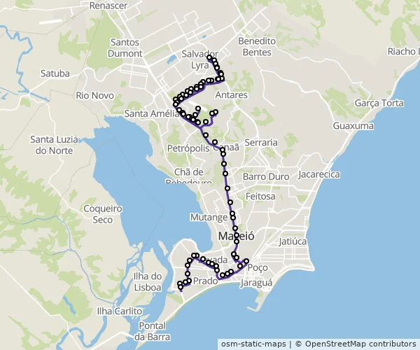 Mapa do itinerário da linha