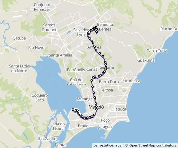 Mapa do itinerário da linha
