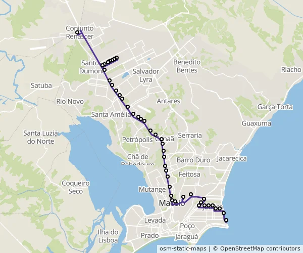 Mapa do itinerário da linha