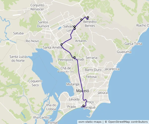 Mapa do itinerário da linha