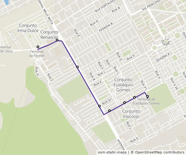 Mapa do itinerário da linha