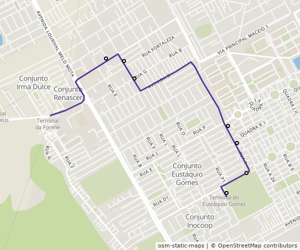 Mapa do itinerário da linha
