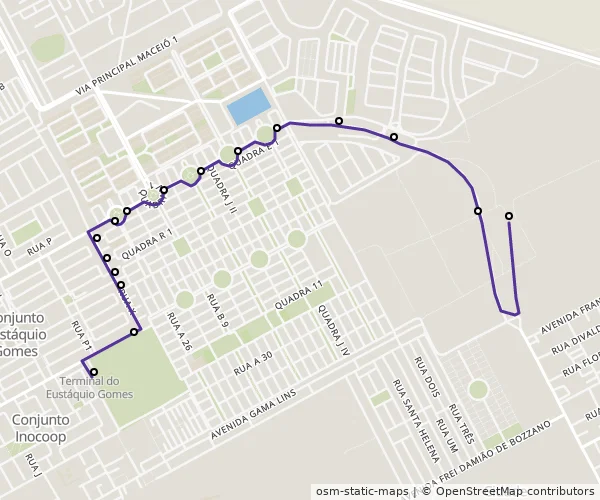 Mapa do itinerário da linha