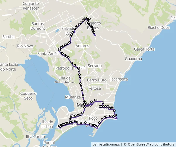 Mapa do itinerário da linha