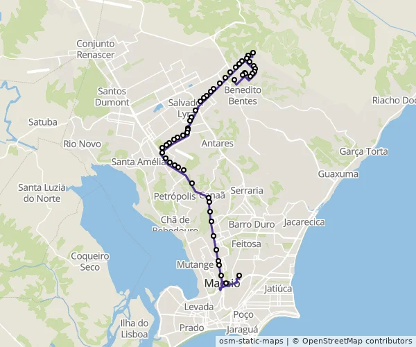 Mapa do itinerário da linha