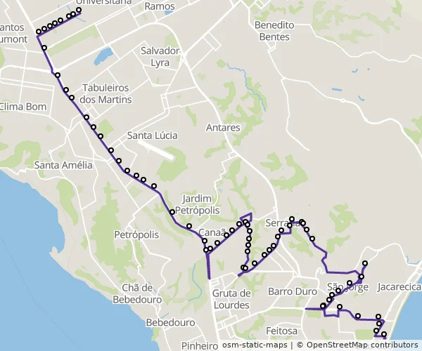 Mapa do itinerário da linha