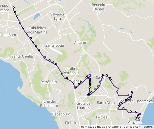 Mapa do itinerário da linha
