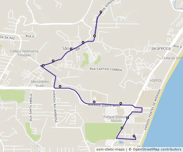 Mapa do itinerário da linha