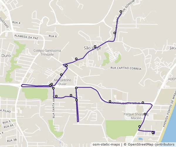 Mapa do itinerário da linha