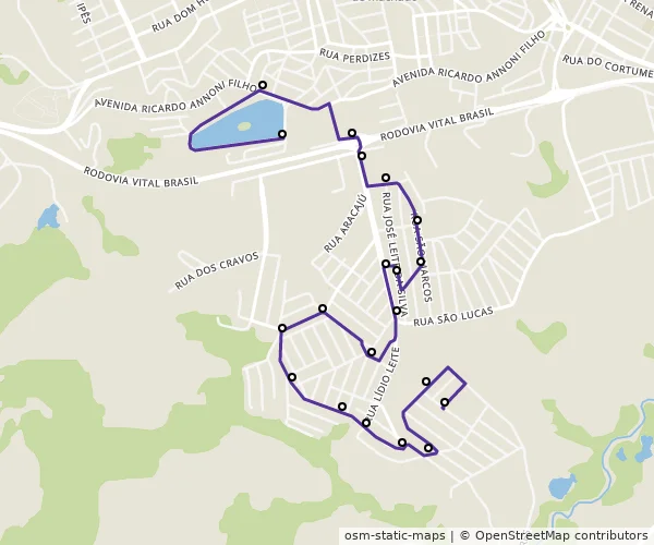 Mapa do itinerário da linha