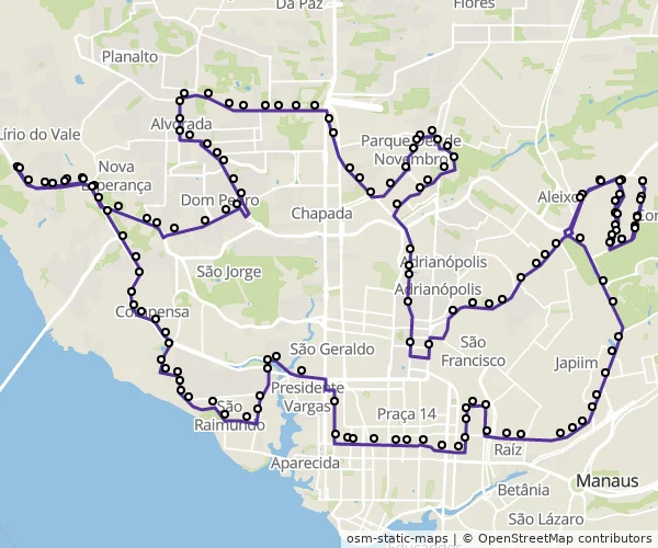 Mapa do itinerário da linha