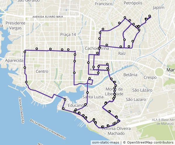Mapa do itinerário da linha