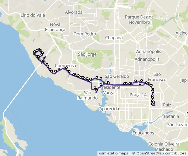Mapa do itinerário da linha