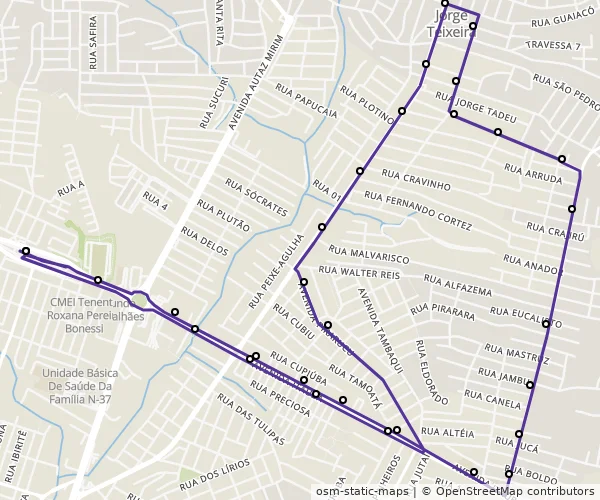 Mapa do itinerário da linha