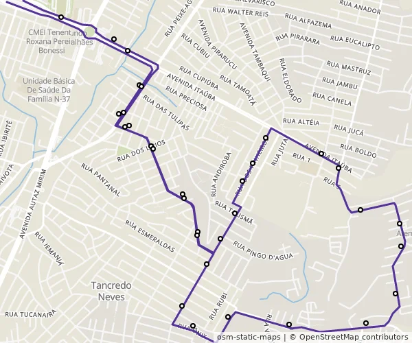 Mapa do itinerário da linha