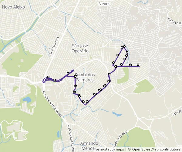 Mapa do itinerário da linha