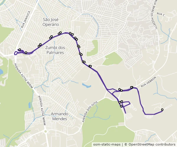 Mapa do itinerário da linha