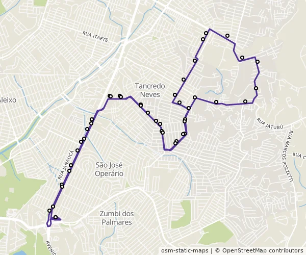 Mapa do itinerário da linha