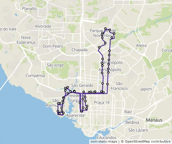 Mapa do itinerário da linha