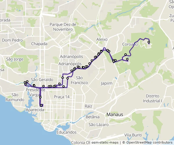 Mapa do itinerário da linha