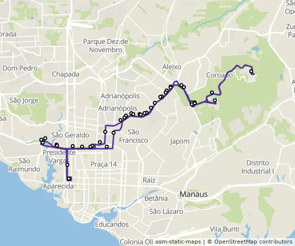 Mapa do itinerário da linha