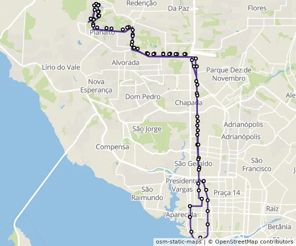 Mapa do itinerário da linha