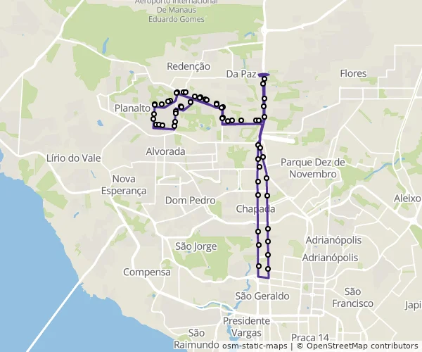 Mapa do itinerário da linha