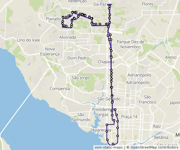 Mapa do itinerário da linha