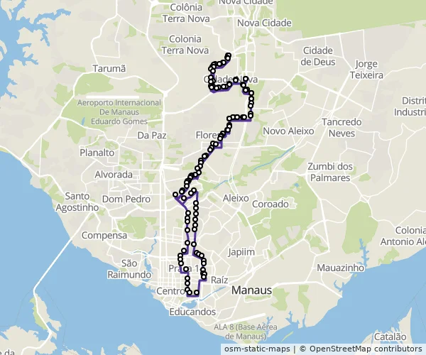 Mapa do itinerário da linha