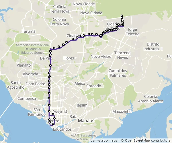 Mapa do itinerário da linha